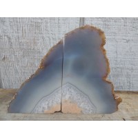 Gray Agate Geode Bookends, Crystal, Decor, 3+ lbs, Handmade, Rock, Stone   273381610361